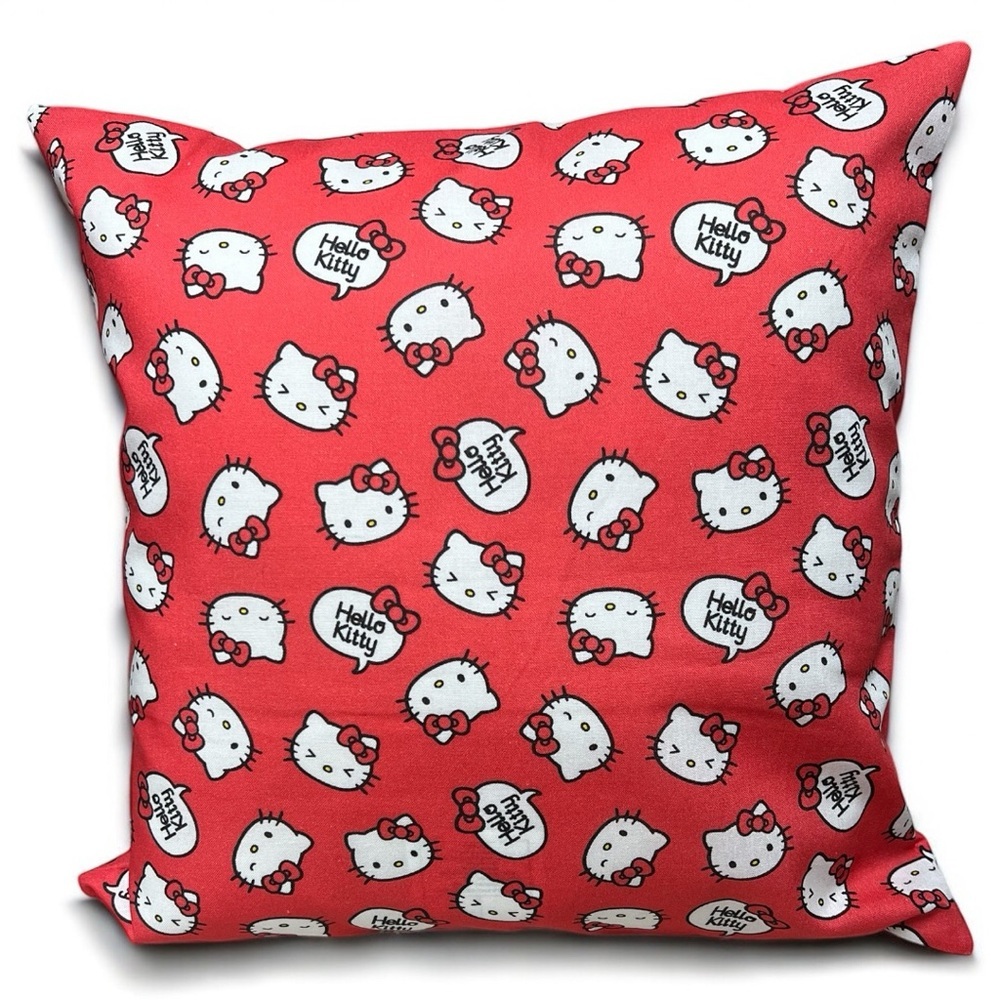 Hand Crafted Accent Pillow Hello Kitty Red White Decorative Pillow Throw Pillow